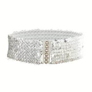 TEMU 여성용 반짝이는 시퀸 허리 벨트 - 골드톤 버클, 블랙 & 레드 글리터 디자인, 드레스·코트·파티·웨딩·캐주얼 웨어, 다용도 패션 액세서리, 내구성 있는 패션 소품