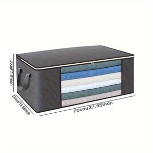 TEMU 3개 세트 대형 접이식 의류 보관백, 다크 그레이 - 내구성 있는 부직포, 투명 창문 및 튼튼한 지퍼, 다용도 수납백, 손잡이 포함, 옷 정리함, 공간 절약형, 직사각형 디자인, 클래식 스타일, 강화된 손잡이, 가벼운 소재, 여행용 의류 보관, 홈 오거나이저, 침대 밑 수납