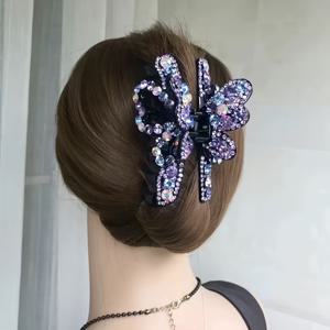 TEMU 1개 고급스러운 라인석 헤어클립, 뒷머리용 플레이트 하우스핏 대형 다크빌 탑핑뱅 클립 - 액세서리, 포멀한 헤어피스, 화려한 장식품, 내구성 있는 금속제작, 튼튼한 디자인, 패션을 사랑하는 여성들과 신부를 위한 아이템