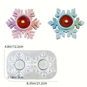 TEMU 레진 주조 몰드 2-in-1 눈꽃 캔들 홀더 실리콘 몰드, 캔들 홀더 석고 몰드 레진 드립 글루 미러 몰드