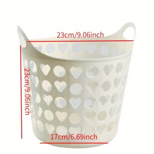 TEMU 하트 모양 빨래 바구니, 오픈형 디자인 - 대용량 옷 정리함, 튼튼한 플라스틱 구조, 공간 절약형 욕실 정리함 (옷, 수건, 빨래 바구니)