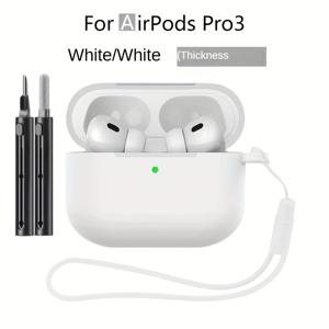 TEMU KEKOA 에어팟 프로 3 (2025) 보호 케이스 - 가볍고 스크래치 방지 기능, 클리닝 도구 & 넥 스트랩 포함, 액센트, 부드러운 실리콘, 남녀 공용, 무선 충전 호환, 에어팟 프로 케이스 | 세련된 케이스 | 내구성 좋은 실리콘 케이스