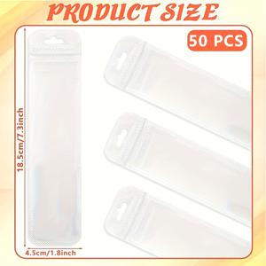 TEMU 50개입 긴 주얼리 백, 목걸이 및 귀걸이용 투명 지퍼 파우치, 투명 폴리에틸렌 보관 백, 반지, 향신료 & 사탕 포장용 밀폐 디스플레이 백 – 4.57 x 18.54cm