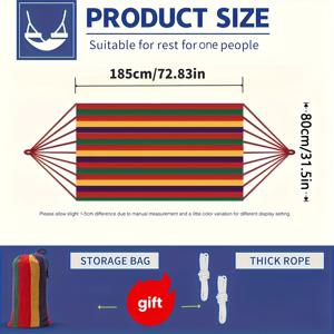 TEMU 헤비듀티 400kg 내구성 해먹 침대 - 튼튼한 프레임형 스트랩, 공구 없이 간편 설치, 넓은 사용 공간 실외/실내용 - 멀티컬러 (빨강/노랑/초록/검정) 캔버스 해먹 체어, 캠핑, 야드, 발코니용|캠핑의자