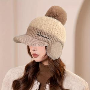 TEMU 여성용 겨울 모자 1개 - 두꺼운 기모 안감, 가볍고 스타일리시하며 조절 가능한 버클 클로저, 브라운 옵션, 캐주얼 복장에 적합, 겨울 모자 | 스타일리시 겨울 모자 | 튼튼한 모자|벙거지모자