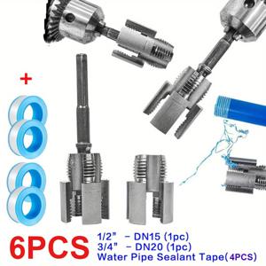 TEMU 6세트 고강도 PVC 파이프 나사산 공구 & 수도관 실링 테이프 - DN15+DN20, & 3/4