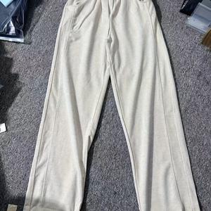 TEMU 여성용 와이드 레그 바지 - 하이웨이스트 와이드 레그 팬츠, 사선 오프닝 & 수직 커프, 베이지 올시즌 캐주얼 & 포멀 웨어, 세탁기 사용 가능 (드라이클리닝 금지) - 바나나 팬츠