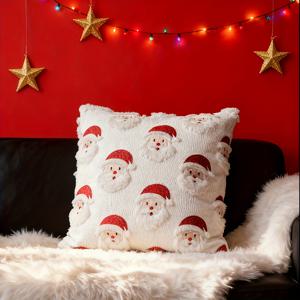 TEMU 1개, 화이트 자수 플러시 베개커버 (충전재 없음), 추수감사절, 크리스마스, 새해 홈 데코레이션에 완벽, 거실 소파, 방, 침실, 침대 휴일 장식, 휴일 거실 장식용, 계절별 베개 커버,빈티지 스타일,기하학적 패턴,내구성 있는 스티칭,자수 디테일,홈 데코레이터,선물 구매자
