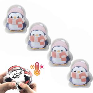 TEMU 4개입 즉석 핫패드 & 손warmer - 펭귄 디자인 휴대용 젤 히팅 패드, 배터리 불필요, 재사용 및 세척 가능, 가정, 사무실, 여행용