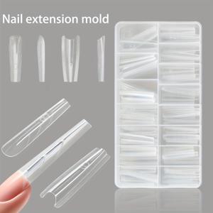 TEMU 150개 레이어드 네일 익스텐션 몰드, 오벌 및 롱 스틸레토 페이퍼리스 레이어드 네일 팁, 전문가용 네일 아트 도구 키트, 보관함 포함 풀 사이즈, 얇은 디자인, 내구성 있는 익스텐션 몰드, 전문 네일 도구 세트, 롱 스틸레토 및 아몬드 네일 익스텐션에 적합, 여성용 네일 아트 키트|네일팁