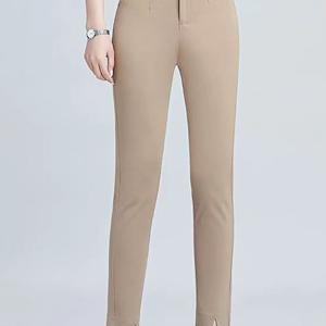 TEMU 여성용 슬림 트임 정장 바지 봄 여름 가을 데일리 스판 일자 9부 캐주얼 바지 면접 오피스룩 슬림소녀 SLIM GIRL|여름바지