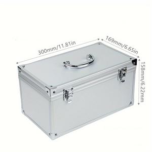 TEMU 알루미늄 소재의 휴대용 도구 상자, 수하물용 케이스, 부품 보관함, 화장품 보관함, 컨테이너, 단단한 장난감, 차고 정리용 보관함, 휴대용, 금속 자물쇠 상자, 스펀지 없이|화장품정리함