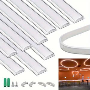 TEMU 10팩 FlexiLED 알루미늄 채널 프로필, 1.65ft/0.5m, 안오다이징 곡선 설치, 스트립 라이트와 호환 가능, 전원 공급 필요 없음, 비무선, 배터리 없음.