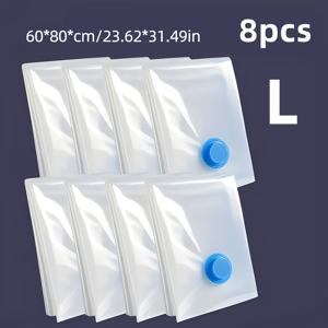 TEMU 8개 투명 진공 압축 보관백 - 80% 공간 절약, 먼지 방지 & 고품질 플라스틱 지퍼 클로저 (옷, 담요, 셔츠용) - 다목적 정리함, 옷장, 기숙사, 여행, 침실, 욕실, 의류 보관, 공간 효율 디자인, 선명한 시야 소재