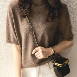 TEMU 여성용 우아한 하이넥 이슬리키 파이버 스웨터 - 소프트 브라운 루즈핏 튜닉탑, 캐주얼 & 포멀룩에 어울리는 올시즌 레이어링 피스, 다재다능한 스웨터, 크롭드 스웨터, 롱슬리브 카지ュ얼 스웨터, 컬러풀 로지 스웨터, 케이블 가디건