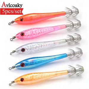TEMU AVLCOAKY 5개 세트 헤비듀티 오징어 미끼 세트 (10cm 우산형 훅 포함) - 바다/민물 낚시용 다색 오징어 미끼, 참치, 고등어, 송어, 파이크 낚시용 - 바다 및 민물 낚시꾼을 위한 다용도 미끼