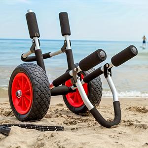 TEMU 1개 헤비듀티 접이식 서핑보드 카트 - 경량 알루미늄 합금 프레임, 컴팩트한 접이식 디자인 (해변, 서핑, SUP, 패들보드, 카약, 카누용) - 휴대용 보드 돌리, 서핑보드, 패들보드, 수중 스포츠 장비용 - 초보자 및 전문가에게 이상적, 튼튼한 핸들바, 내구성 있는 구조, 카약 운반, 쉬운 조작, 고품질 소재, 카약 사용자