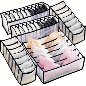 TEMU 속옷 서랍 수납 상자, 옷 수납 바구니, 옷장, 옷장, 침실, 집, 기숙사, 침실 액세서리를 위한 다중 격자 속옷 서랍 수납 상자 2/5/10개