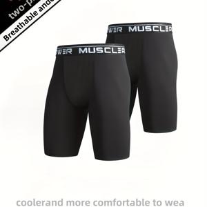TEMU 2pcs 남성용 한 색상 긴 복서 팬티 반바지, 통기성 편안한 빠른 건조 신축성 있는 복서 트렁크, 스포츠 피트니스 트렁크, 해변 수영장용 수영 트렁크, 남성용 노블티 속옷