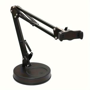 TEMU 라이브 스트리밍 및 항공 사진 촬영용 무게가 있는 베이스와 금속 암이 있는 스타일리시한 360도 회전 데스크탑 폰 스탠드