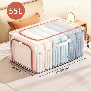 TEMU 1 팩 대용량 휴대용 옷장 정리 시스템, 투명 창, 옷, 시트, 장난감, 책을 위한 견고한 접이식 플라스틱 보관함 - 자유롭게 서있는 날씨에 독립적인 선반 정리 시스템 선반 바구니 보관함