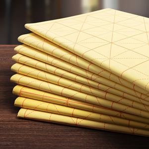 TEMU 초보자용, 학교 용품 및 전통 중국어 필기에 완벽한 9cm 그리드 스완 종이 원시 가장자리, 기하학적 패턴 및 빨간색 스티칭이 있는 70장의 서예 연습지 팩