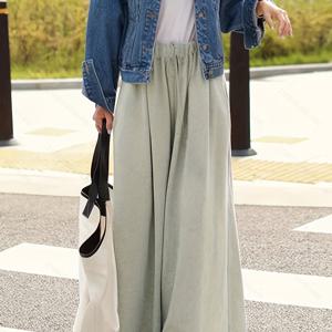 TEMU 캐주얼 캐주얼 의상| 우아한 여성용 와이드 레그 팬츠, 신축성 있는 허리밴드 - 통기성 폴리에스터 혼방, 세탁기 사용 가능, 단색, 사계절용 편안함, 플러스 사이즈 가능