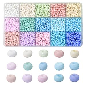 TEMU 1박스 약 3000개 고품질 15색상 4mm 마카롱 컬러 유리 구슬 세트, 15구 DIY 팔찌 및 목걸이 액세서리 세트, 이상적인 공예 선물