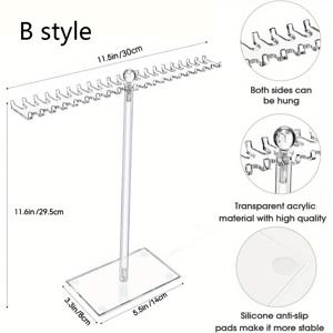 TEMU 투명 아크릴 목걸이 정리함 42개 후크 - 2단 보석 디스플레이 스탠드, 팔찌 & 반지용 | 발렌타인데이, 설날, 마르디그라 선물용 고급 주얼리 박스, 튼튼한 후크 구조, 미니멀 디자인, 고품질 소재, 신부 액세서리