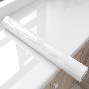 TEMU 1롤 두꺼운 방수 및 오일 방지 자체 접착 대리석 모양 캐비닛 도어 스티커 - 광택 있는 화이트 필 앤 스틱 벽지 주방 백스플래시, 침실, 거실 가구 개조 및 카운터탑용, 탈착 가능한 PVC 매트 마감, 주방 캐비닛 업그레이드 | 광택 마감 | PVC 소재