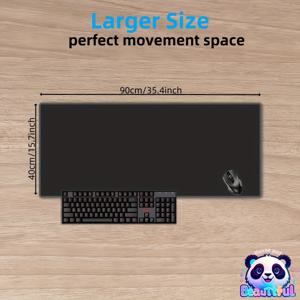 TEMU 대형 블랙 게이밍 마우스 패드, 화려한 아트워크가 있는 부드러운 표면, 자수된 가장자리, 미끄럼 방지 방수 고무 베이스 - 사무실 및 가정용 데스크 세팅에 이상적, 고화질 프린트, 내구성 있는 데스크 매트, 정밀한 자수, 직사각형 디자인, 데스크용 마우스 패드
