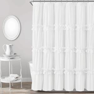 TEMU 1pc 우아한 화이트 리플링 샤워 커튼, 72x72 인치 - 기계 세탁 가능한 폴리에스터, 안감 없음, 모든 계절 욕실 장식에 적합한 아이렛, 현대적인 욕실 디자인에 완벽한 욕실 장식 | 리플링 텍스처 | 폴리에스터 원단, 욕실 샤워 커튼