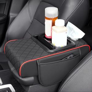 TEMU 1개 자동차 티슈 박스 암레스트 패드, 컵 홀더가 있는 센터 콘솔 정리 가방, 4in1 다기능 듀얼 물병 거치대. 고품질 지지 스탠드 및 중앙 제어판 & 바닥 콘솔용 수납 공간