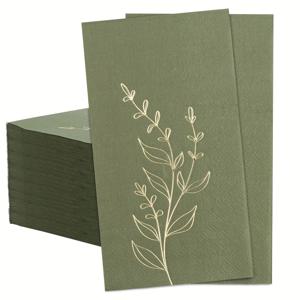 TEMU 100장 그린 & 골드 호일 로스터테일 냅킨 - 2겹 일회용 우아한 잎사귀 디자인 종이 냅킨, 웨딩, 브라이덜 샤워, 티 파티, 가든 & 생일 행사용 - 사계절 파티 용품, 웨딩 냅킨, 웨딩 액세서리, 자연 테마 데코, 고품질 인쇄, 할로윈, 크리스마스 이벤트 & 파티 용품, 크리스마스, 새해, , 파티 이벤트용