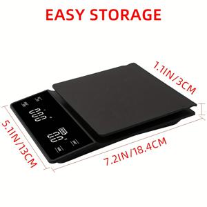 TEMU 3kg 대용량 디지털 주방 계량 커피 계량 전문급 정밀 측정 빠른 원버튼 제로링, 편리한 단위 변환 내장 실용적인 타이머 기능 비스듬한 실리콘 패드가 있는, 주방 조리, 보석 식별, 과학 실험, 미세 측정 포함되지 않음