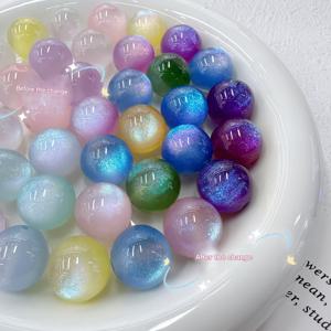 TEMU 12mm 머메이드 미니멀 글리터 혼합 컬러 단색 빛바램 레진 비즈, 직선 구멍 DIY 팔찌/폰체인/목걸이 액세서리 세트 15개입