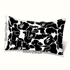 TEMU 1개 프린트 베개커버 - 모던 홈 데코 쿠션 커버 지퍼 클로저, 블랙 & 화이트 동물 프린트, 세탁기 사용 가능 폴리에스터 베개커버 거실, 침실, 사무실용 - 장식 액센트 선물 (삽입물 필요 없음) - 현대적 스타일, 침실 액세서리, 대담한 패턴, 쉬운 관리, 남성용 인테리어 디자인, 방 장식, 베개 커버