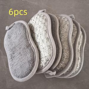 TEMU 6개입 헤비듀티 마이크로화이버 스펀지 - 초흡수, 재사용 가능 및 세탁기 사용 가능, 주방, 가정 및 욕실 청소용 - 먼지와 음식 잔해 제거에 이상적, 사계절 사용 가능, 주방 청소 필수품|질감 있는 표면|스폰지