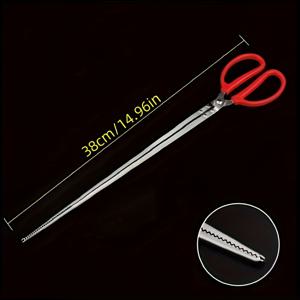 TEMU 1개 다기능 미끄럼방지 스테인리스강 이, 메기 및 게용집게 빨간색 플라스틱 손잡이 - 초장형 바다낚시도구로 해양어획, 비치헌팅 및 수중탐사에 적합 _ 내식성 있는 야외모험용품, 인체공학적 그립감, 견고한 제작, 헤비듀티