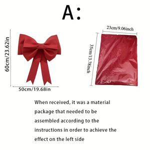 TEMU 1개 초대형 29.53인치 빨간색 리본 장식 | EVA 소재 크리스마스 트리 장식품, 웨딩 아치 장식, 생일 파티 소품, 깃털 없는 장식, 선물 액세서리