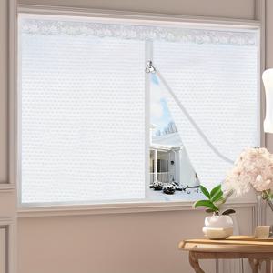 TEMU 4mm 두께 겨울 방풍 버블 필름 커튼 - 반투명 PE 단열 창문 필름, 추운 날씨용, 내구성 및 간편한 설치, 에너지 절약 및 단열, 겨울 창문 처리 | 반투명 디자인 | 유연한 창문 필름