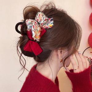 TEMU 1개 대형 레드 보우 샤크 클립 헤어 보우 여성용 - 헤비듀티 홀드 미끄럼 방지 헤어 액세서리, 블랙 센터 & 화이트 보우 악센트, 두꺼운 머리, 포니테일, 번, 브레이드용 그립 - 파티, 여행, 일상 사용에 이상적인 선물 (핑크)