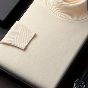 TEMU 남성용 겨울 따뜻한 두꺼운 니트 스웨터 - 베이지 하이넥 터틀넥 풀오버, 헤비웨이트 스트레치 솔리드 컬러 캐주얼 & 포멀 웨어, 레귤러 핏 긴팔 코트 재킷 (칼라 딜레마 없음)