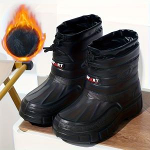 TEMU 남성용 겨울 스노우 부츠 - 슬립온 클로저, 미끄럼 방지 EVA 밑창, 남성용 올 시즌 아웃도어 하이킹 부츠 - 쿠션 안창 & 내구성 좋은 고무 밑창 - 스키, 아이스 피싱, 눈 덮인 지형용 부츠 - 추운 날씨 활동에 적합, 겨울 부츠