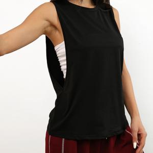 TEMU 여성용 고탄력 민소매 요가 탱크탑 - 통기성 운동 셔츠, 미묘한 컷아웃 디자인, 라운드 넥 애슬레틱 탑, 러닝 & 트레이닝용 - 솔리드 블랙 레귤러 핏 포스트어 서포트 액티브웨어, 워크아웃 액세서리, 스포츠웨어, 고신축 원단