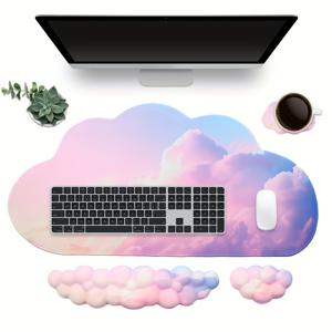 TEMU ISETTA 모양 마우스 패드, 일치하는 키보드 및 마우스 손목 받침, 코스터 세트 - 편안함 및 생산성을 위한 손목 지지 기능이 있는 인체공학적 데스크 매트.