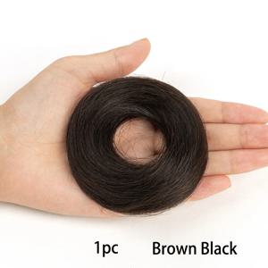 TEMU 여성용 인모 치렝 번 포니테일 익스텐션 - 부드러운 헤어와 스크런치로 쉬운 업두 헤어스타일, 볼륨 & 길이 - 웨딩, 파티, 포멀 번 번 (짧은/긴 머리용, 접착제/스프레이 필요 없음)