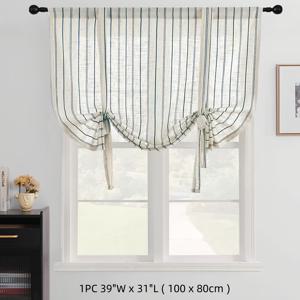 TEMU [1pc 일본 줄무늬 주방 커튼] 1pc WPKIRA 현대 일본 파란색 줄무늬 시어 볼 드레이프, 예술적인 주제 주방 창 커튼, 세탁 가능, 막대 포켓 매달기, 반투명, 220-240G 직물 무게, 모든 계절 장식용