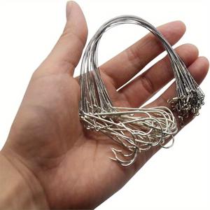 TEMU 20개 세트 낚시 가시와 리더 라인 세트. 스테인레스 스틸 낚시 가시가 있는 리더 라인 리더 가시 세트