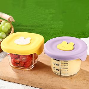 TEMU 2개/4개 식품 보관 용기, 6oz 원형 및 사각형 식품 용기 유리 주스 병, 실리콘 뚜껑 및 등급, 우유, 과일, 스팀, 계란 우유 푸딩 보관 및 주방 정리에 적합
